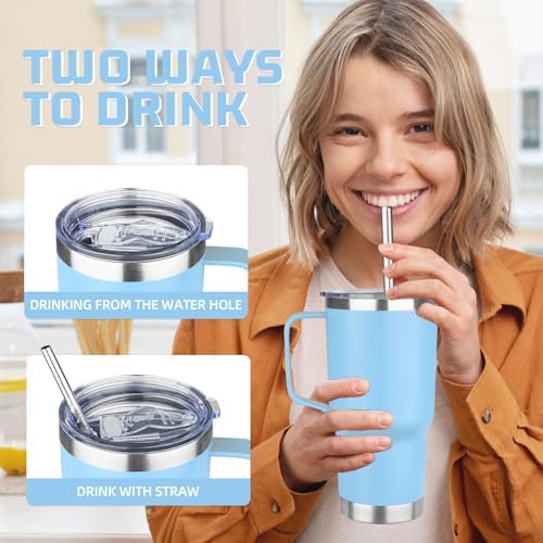 20 oz Tumbler with Handle Stainless Steel Insulated Coffee Mug Tumbler with Lid and Straw Double Wall Vacuum Insulated Coffee Mug Leak Proof Travel Mug Tumbler for Hot and Cold Drink (Mix Color-1) - Image 4