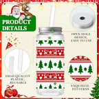 Skylety 30 Pcs Christmas Plastic Cups with Lids Straws 13.5 Oz, Cute - Image 3