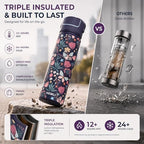 22 oz Ceramic Lined Tea Infuser Travel Tumbler, Micro-Mesh Stainless Steel Infuser, Pure Taste Ceramic Interior, Triple Insulated 12hr Hot Cold, Dual Sip & Straw Lid, Scratch-Resistant - Image 4