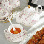 fanquare 21-Piece English Gold Vine Floral Bone China Tea Sets - Image 2