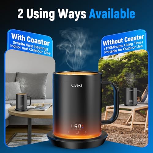 Coffee Mug Warmer with LED Pattern Display, Rechargeable Heated Coffee Mug with ±1°C Temperature Accuracy, Ideal for Coffee, Tea, Milk & Water - Image 6