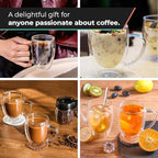 12 Oz Double Wall Borosilicate Insulated Glass Coffee Mug Set of 4, 350ml Coffee Cups with Handle for Cappuccino, Tea, Latte - Perfect Cappuccino Cup Gift - Image 7