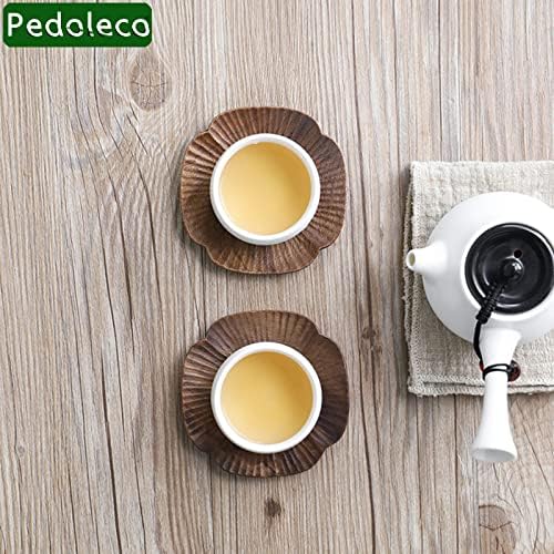 Wooden Coasters for Drinks, Natural Walnut Wood Coasters Set with Non-Slip Cork Back, Cup Mat for Coffee Table, Bar, Kitchen, Home Decor, Heat Resistant - Image 4