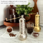 Decorative Handmade Coffee Grinder, Refillable Turkish Spice Mill, Manual Coffee Mill with Handle, Coffee Grinder Metal with Hand Crank 18 cm-7.1 inch (Silver) - Image 4