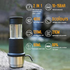 Portable Manual Espresso Coffee Maker, 2-in-1 Design,120 Ml Stainless Steel Cup, Milk Frother, with Traveling Bag, Lightweight and Compact for Camping and Travel (Green) - Image 3