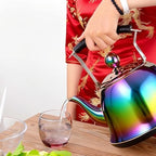 2 Liter Whistling Tea Kettle, Color Rainbow Mirror Finish Stainless Steel Stovetop Teakettle with Heat-Resistant Handle and Stylish Appearance, Suitable for All Stovetops - Image 2