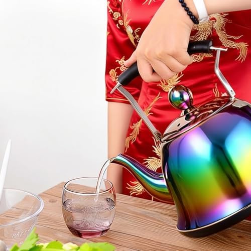 2 Liter Whistling Tea Kettle, Color Rainbow Mirror Finish Stainless Steel Stovetop Teakettle with Heat-Resistant Handle and Stylish Appearance, Suitable for All Stovetops - Image 2