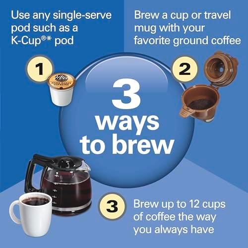 Hamilton Beach FlexBrew Trio 2-Way Coffee Maker, Compatible with K-Cup Pods or Grounds, Combo, Single Serve & Full 12c Pot, Black - Fast Brewing, Refurbished (R49934) - Image 2