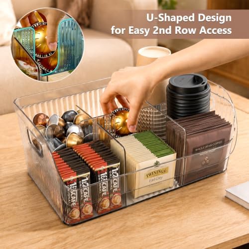 Set of 3 Adjustable Dividers Coffee Station Organizer, Clear Plastic - Image 5