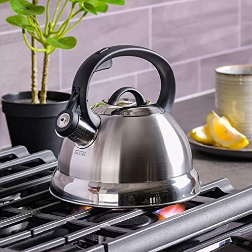 Mr. Coffee Flintshire 1.75-Quart Stainless Steel Whistling Tea Kettle – Brushed Satin Finish Stove-Top Kettle for Boiling Water (Pack of 4) - Image 2