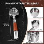 Cozary 54 mm Bottomless Portafilter with 3 Ears, Bottomless Portafilter for Breville Espresso Machines 870/878/880, Stainless Steel Portafilter, Wooden Handle, Suitable for Use at Home, Cafés and - Image 2