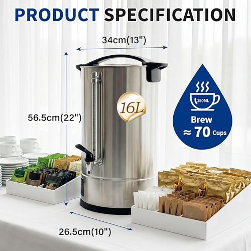 16L (70 Cups) Hot Water Dispenser Urn, Commercial Hot Water Boiler - Image 2