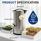16L (70 Cups) Hot Water Dispenser Urn, Commercial Hot Water Boiler - Image 2