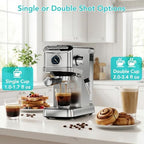 Electactic Espresso Machine 20 Bar, Stainless Steel Espresso Maker with Aluminum Steam Milk Frother, Compact Coffee Machine with 45oz Removable Water Tank, for Cappuccino,Latte&Cold Brew Home&Office - Image 2