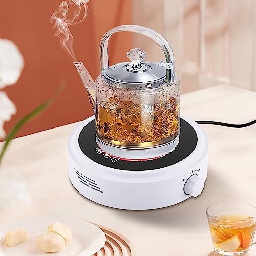 Electric Mini Stove Hot Plate, Small Hot Plate 700W Electric Ceramic Stove With Adjustable Power Levels Countertop Burners ElectricHot Plate for Boiling Water Making Tea and Coffee (White) - Image 5