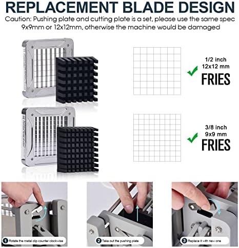 French Fry Cutter, Sopito Professional Potato Cutter Stainless Steel with 1/2-Inch and 3/8-Inch Blade Great for Potatoes Carrots Cucumbers - Image 4