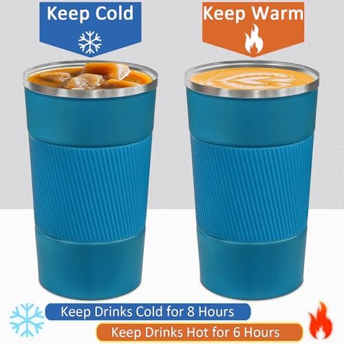 4 Pack Insulated Coffee Mug with Lid 17oz Travel Coffee Tumbler Stainless Steel Reusable Coffee Cups Thermal Coffee Mug for Hot and Iced Cold Drinks, Multicolor - Image 5
