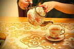 20 Pieces Porcelain Tea Set With Metal Holder, European Ceramic tea set for adults,Flower Tea Set,Tea Set For Women With Flower Painting (Large version, White) - Image 4