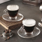 Espresso Cups with Saucers and Spoons Set of 6, Glass Demitasse Cups for Cappuccino Latte Café Mocha Tea and More Beverage, 3.2OZ/95ML, Clear - Image 5