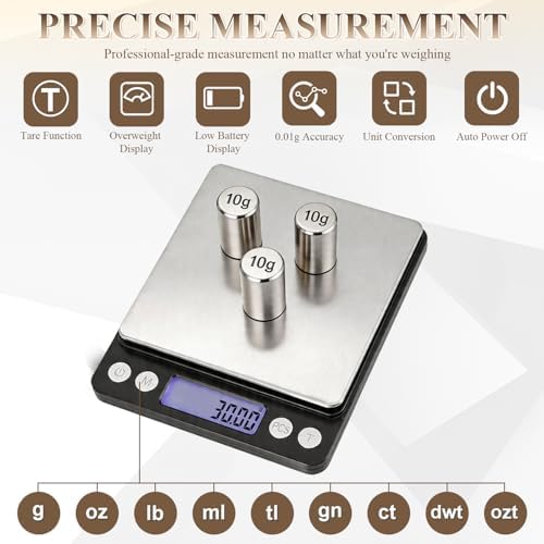 Digital Jewelry Scale, 500g x 0.01g High Precision Gold Scale, Portable Gram Scale with LCD Display, Tare Function, PCS Counting, Professional Small Scale for Jewelers Collectors Pawn Shops - Image 4