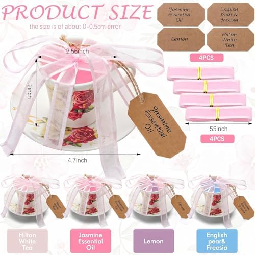 Nuanchu 4 Set Mini Vintage Tea Cup Candle Floral Cups with Saucer Tea Party Candles Gifts Oils Aromatherapy for Meditation Relief Mood Bridal Wedding Birthday Gift(Vintage) - Image 2