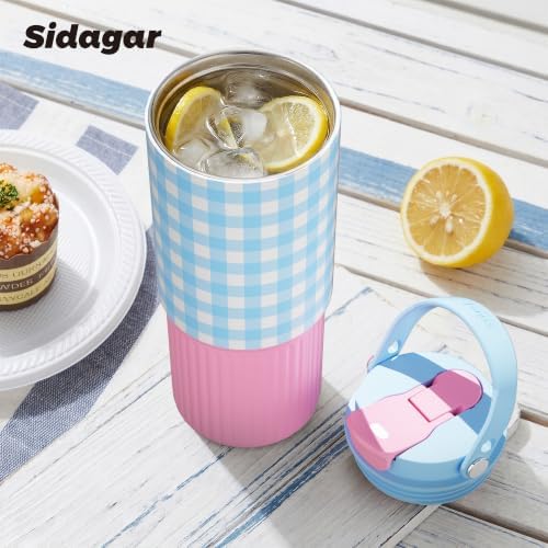 26 oz Insulated Stainless Steel Tumbler with Straw & Handle Blue - Image 5