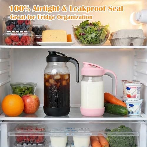 Sursip 64oz (2 Quart) Glass Mason Jar Pitcher with Lid and Handle - Image 3