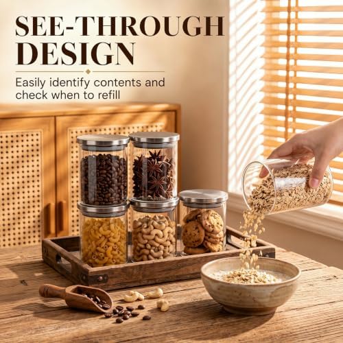 6 Pcs 25oz Clear Canisters Set for Kitchen, Glass Jars with Lids - Image 4