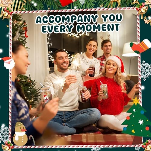 6 Pack Christmas Glass Cups Gifts, 16 oz Xmas Glass Tumbler, Classic Style - Image 6