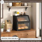 STDDRE Bread Box for Kitchen Countertop Bin Double Layer Bread Box Storage Container Extra Large Capacity with Diamond Pattern Windows (Black, Extra Large) - Image 2