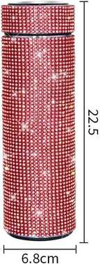 17 oz Bling Stainless Steel Water Bottle Rhinestone Vacuum Water Bottle Glitter Bottles Diamond Vacuum Flask Mug Gift Girls Women (500ml),Red - Image 2