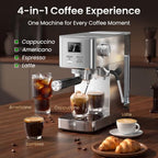 Compact Espresso Machine with Milk Frothing Steam Wand, 20-Bar Pump - Image 4