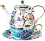 KAMMAK Tea for One Set, Ceramic Teapot, Bone China Tea Set, Cup and Saucer by KAMMAK