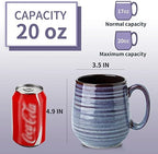 Hasense Large Coffee Mugs Set of 2, Ceramic 20 oz Coffee Cups for Office and Home, Modern Coffee Mug with Big Handle for Latte Coffee Tea Soup as Gifts, Dishwasher & Microwave Safe, Blue and Purple - Image 2