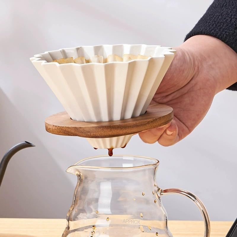 For Even Water Flow And Rich Flavor Coffee Dripper Cup For Home Barista,Ceramic Pour Over Coffee Filter Cup With Spiral Groove(Stainless steel hook,V01 (1-2Cup)) - Image 6