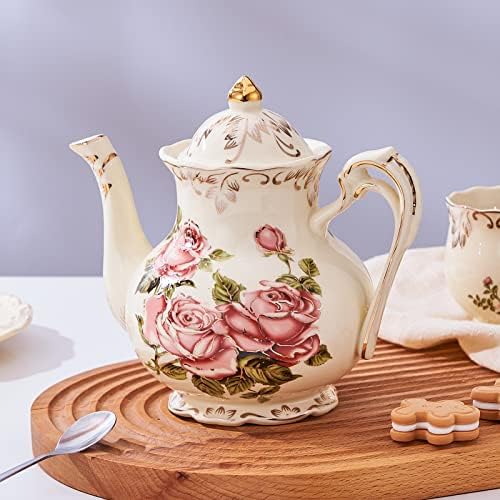 YOLIFE Pink Rose Teapot with Infuser, 35 OZ / 4 Cup Tea Pot - Image 5