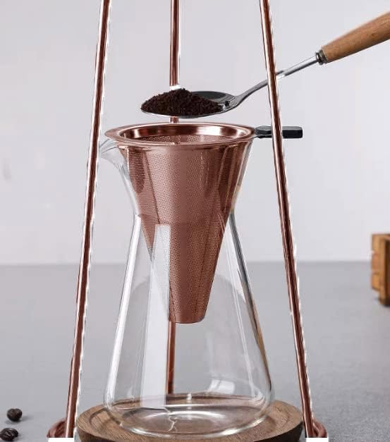 Nispira Modern Iced Coffee Cold Brew Coffee Maker Slow Drip Coffee Machine Stainless Steal Copper Color 400mL Borosilicate Glass - Image 3