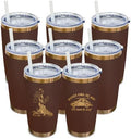 20 oz Tumbler Bulk Stainless Steel Tumblers with Lids and Straws Brown by MetalyaTumblers