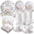 Pickmesh 252 Pcs Love in Bloom Tea Party Supplies for 36 Guests Wildflower Paper Disposable Dinnerware Flower Teacup with Handle and Saucers Set for Tea Party Decorations Birthday Baby Shower Wedding by Pickmesh
