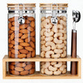 KKC Nut Storage Containers with and Scoops, 2 Pack (50 oz / 1.5L) - Glass Nut Jars with Bamboo Lids, Kitchen Counter Nut Storage for Almonds Cashews Walnuts by KKCHOMEACCENTSGmbH