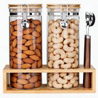 KKC Nut Storage Containers with and Scoops, 2 Pack (50 oz / 1.5L) - Glass Nut Jars with Bamboo Lids, Kitchen Counter Nut Storage for Almonds Cashews Walnuts by KKCHOMEACCENTSGmbH