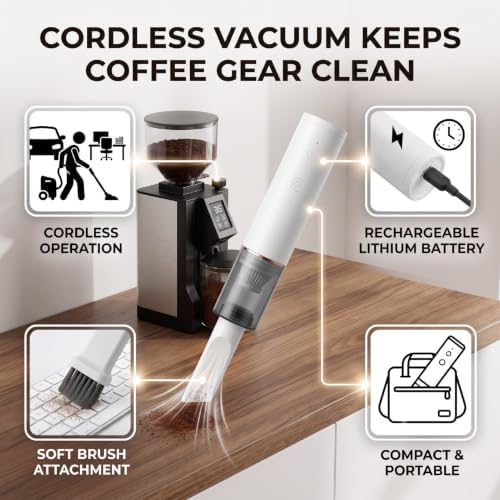 Mini Coffee Grinder Vacuum Cleaner with Soft Brush Flat Nozzle (White) - Image 4