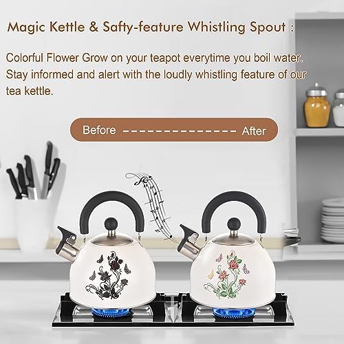 ARC 2 Quart Whistling White Tea Kettle with Magic Color Changing Design - Image 4