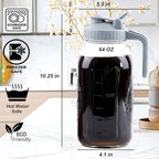 Cold Brew Coffee Maker 64 Oz Mason Jar Cold Brew Pitcher With Strainer 2 Set Half Gallon Wide Mouth Glass Iced Coffee Maker With Spout Lids 2 Quart Glass Pitcher For Fridge, Lemonade, Cold Brew - Image 5