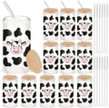 12 Set 16oz Cow Glass Cups Bamboo Lids Straws Racing by Yetene