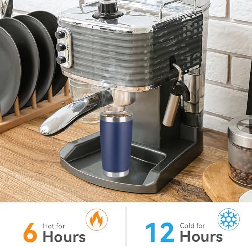 20 oz Tumbler Stainless Steel Tumblers Bulk with Lid Double Wall Insulated Coffee Tumbler Cups for Hot & Cold Drinks Powder Coated Travel Coffee Tumbler Mug Metal (Navy Blue, 6 pack) - Image 4