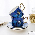 Tea Cup and Saucer Set,Coffee Ceramic Black and Hot Cocoa Garland Hanging Ear Suitable Restaurant - Image 7