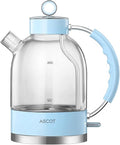 ASCOT Electric Kettle, Glass Electric Tea Kettle Gifts for Men/Women/Family 1.5L 1500W Borosilicate Glass Tea Heater, with Auto Shut-Off and Boil-Dry Protection (Blue) by ASCOT