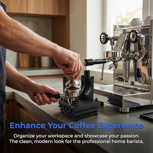 Countertop Portafilter Stand, 2 Ear Espresso Coffee Portafilter Holder, Espresso Accessories Organizer, Space-Saving, for Storage 51/53/58mm Espresso Portafilter, for Coffee Lover B 53MM - Image 2