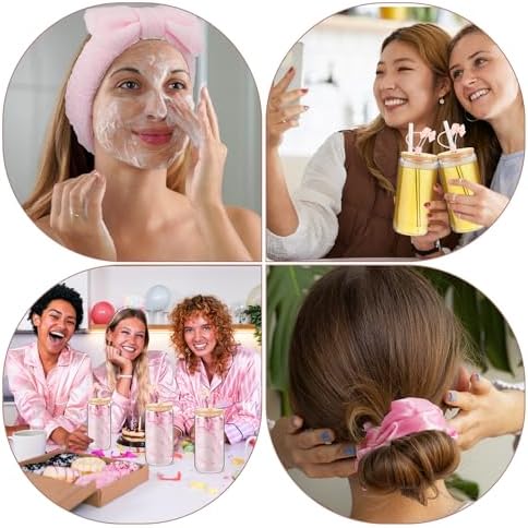 SiliFine 6 Set Pink Bow Birthday Gifts Spa Sleepover Slumber Party Favor - Image 6